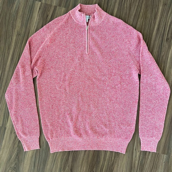 NWT Peter Millar Sweater Mens Crown Kitts Twisted Quarter Zip Red Casual - Picture 1 of 3